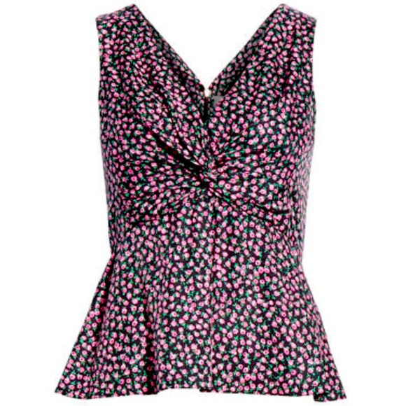 REBECCA TAYLOR Wild Rose Silk Peplum Tank Top Blouse - Picture 2 of 4